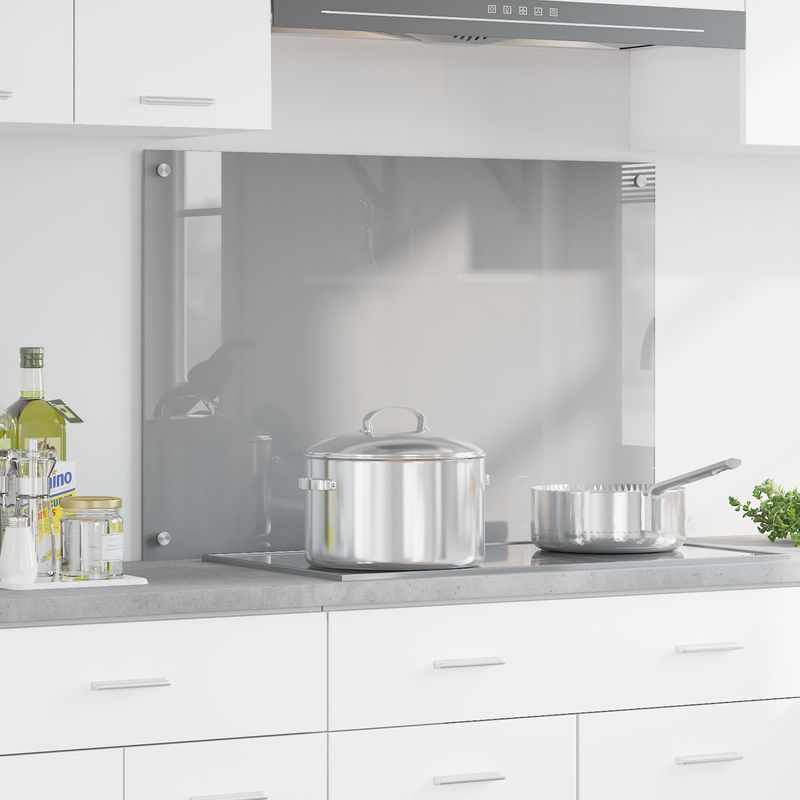vidaXL Konyhai splashback Világosszürke 90 x 60 x 0.6 cm edzett üveg