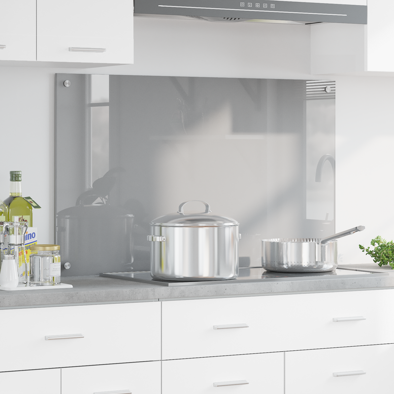 vidaXL Konyhai splashback Világosszürke 100 x 60 x 0.6 cm edzett üveg