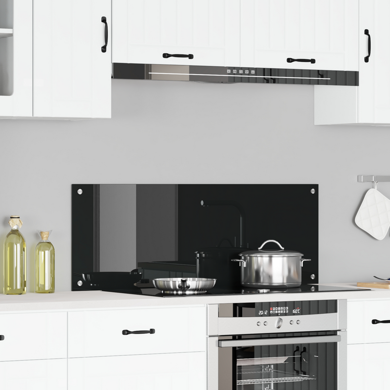 vidaXL Konyhai splashback Fekete 110 x 40 x 0.6 cm edzett üveg