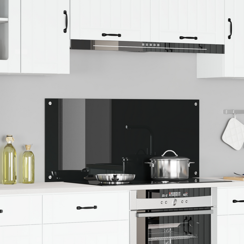 vidaXL Konyhai splashback Fekete 110 x 50 x 0.6 cm edzett üveg