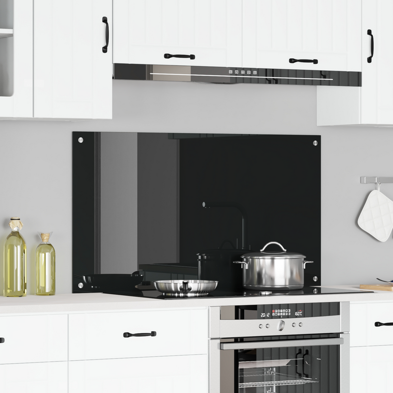 vidaXL Konyhai splashback Fekete 110 x 60 x 0.6 cm edzett üveg