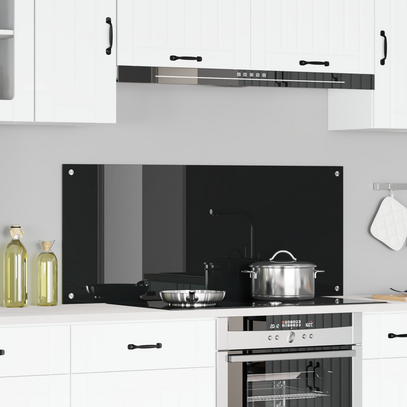 vidaXL Konyhai splashback Fekete 120 x 50 x 0.6 cm edzett üveg