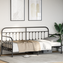 vidaXL Nappali ágykeret Fekete 90 x 200 cm Porszórt acél