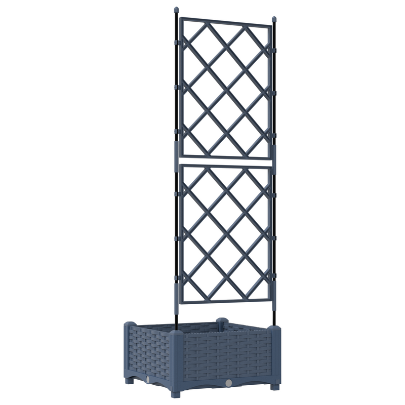 vidaXL Kertész cserép rácsos változattal Szürke 40 x 40 x 125,5 cm PP