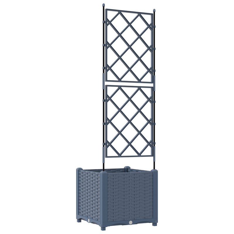 vidaXL Kertész cserép rácsos változattal Szürke 40 x 40 x 143 cm PP