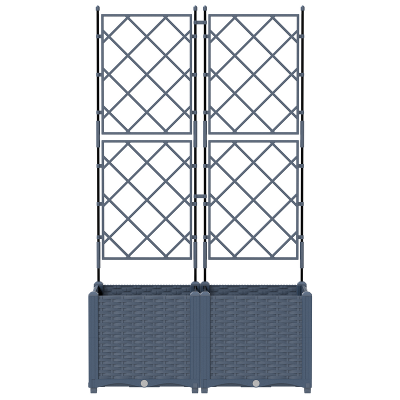 vidaXL Kertész cserép rácsos változattal 2 pcs Szürke 80 x 40 x 143 cm