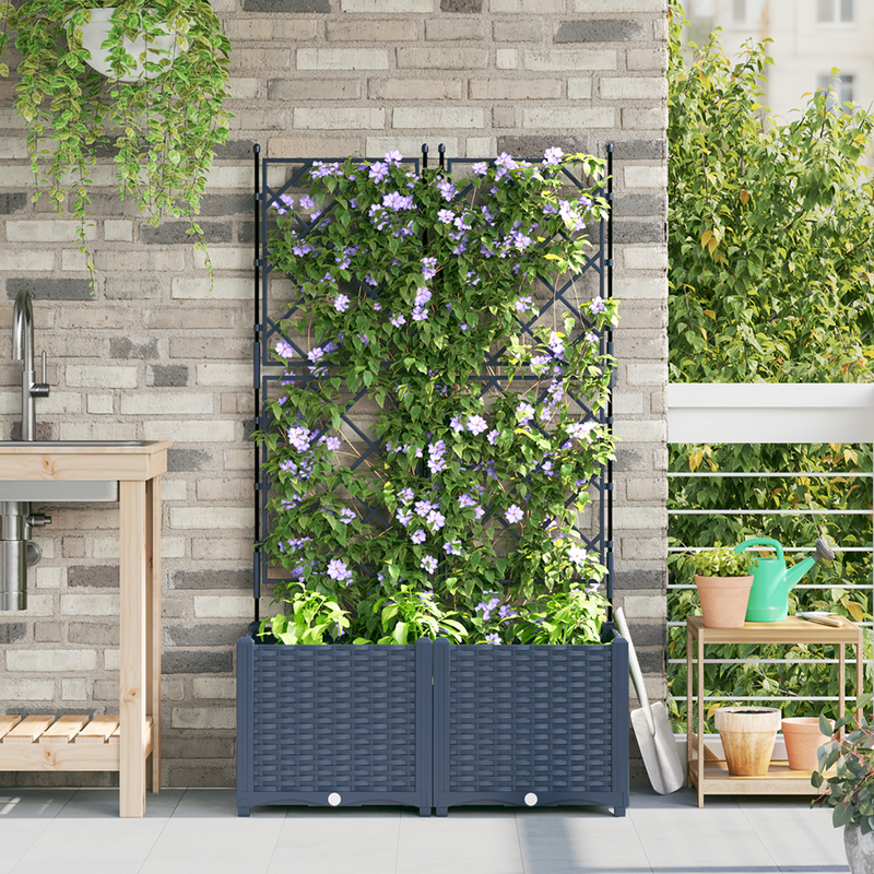 vidaXL Kertész cserép rácsos változattal 2 pcs Szürke 80 x 40 x 143 cm