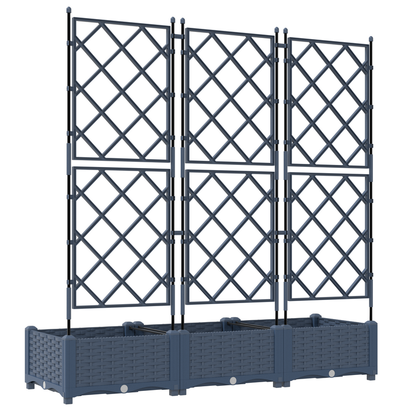 vidaXL Kertész cserép rácsos változattal 3 pcs Szürke