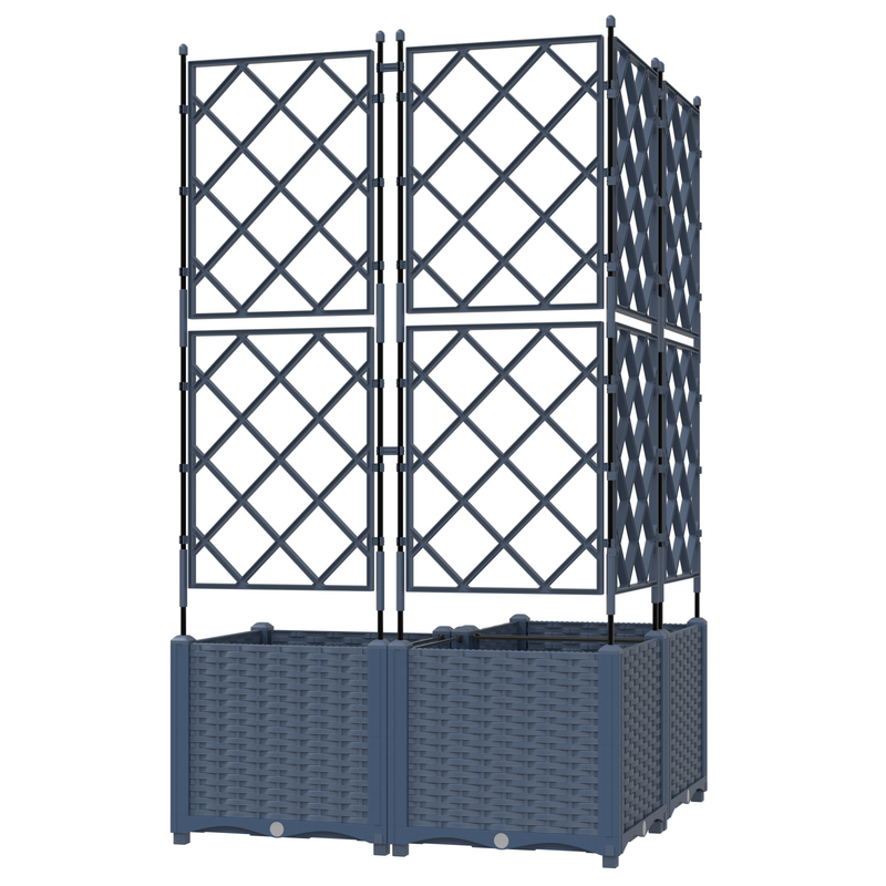 vidaXL Kertész cserép rácsos változattal 3 pcs Szürke 80 x 80 x 143 cm