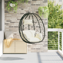 vidaXL Függő tojás szék Krémfehér 91,5 x 54,5 x 107 cm polirattan
