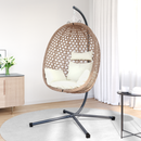 vidaXL Függő tojás szék Világos krémszín 104 x 100 x 191 cm polirattan