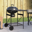 vidaXL Kültéri grill kerékkel Fekete 91 x 71 x 107 cm Fém