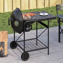 vidaXL Kültéri grill kerékkel Fekete 91 x 71 x 107 cm Fém