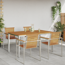 vidaXL Étkezőasztal 150x90x75 cm Szilárd akácfa és rozsdamentes acél