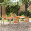 vidaXL Étkezőasztal 180x90x75 cm Szilárd akácfa és rozsdamentes acél