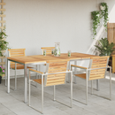 vidaXL Étkezőasztal 180x90x75 cm Tömör teakfa és rozsdamentes acél