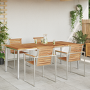 vidaXL Étkezőasztal 200x90x75 cm Tömör teakfa és rozsdamentes acél