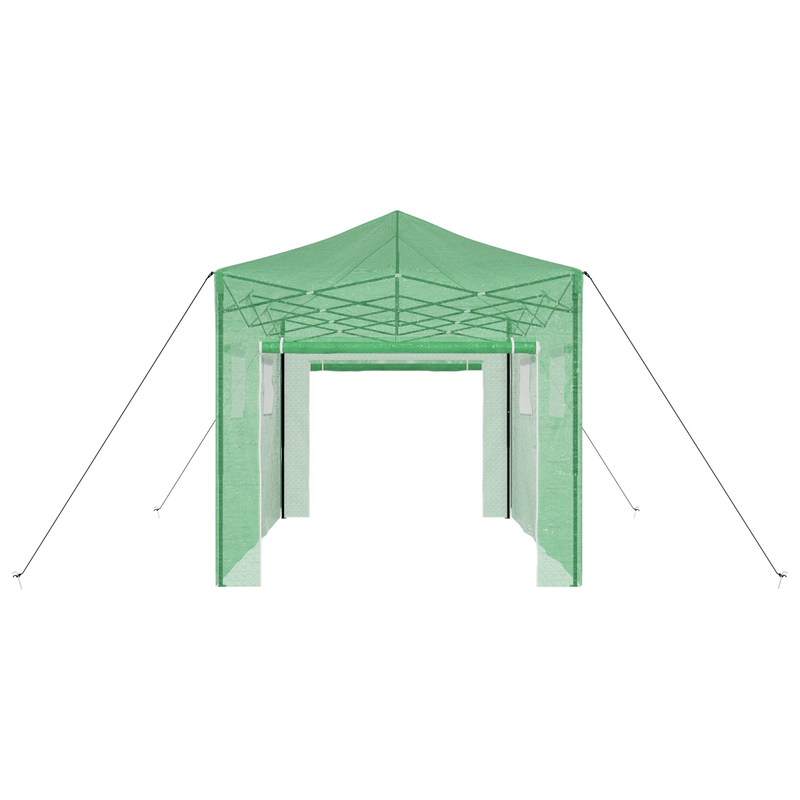 vidaXL Üvegház Pop-up Vázal tetővel Zöld 280 x 410 x 315 cm Acél