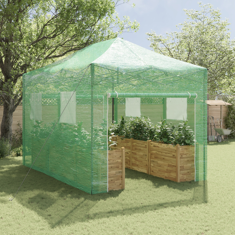 vidaXL Üvegház Pop-up Vázal tetővel Zöld 280 x 410 x 315 cm Acél