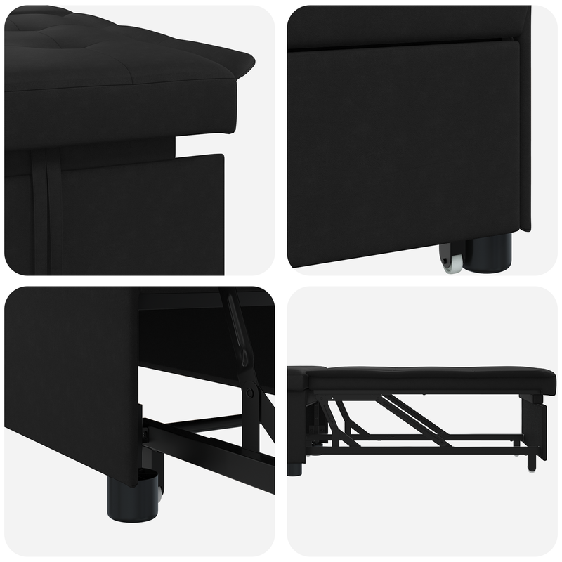 vidaXL Kanapéágy párnával Fekete 67 x 194 x 82 cm Furnér