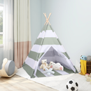 vidaXL Gyermek sátor Szürke és Fehér 120 x 120 x 150 cm Tömör fenyőfa