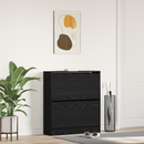 vidaXL Cipőszekrény polcokkal Fekete tölgy 80 x 21 x 87,5 cm Faanyag