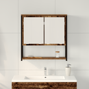 vidaXL Tükörszekrény polcokkal ajtóval Öreg fa 60 x 16 x 60 cm Faanyag
