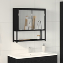 vidaXL Tükörszekrény polcokkal Fekete tölgy 60 x 16 x 60 cm Faanyag
