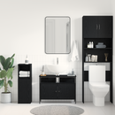vidaXL Fürdőszobai mosdószekrény Musta tammi 80 x 30 x 60 cm Faanyag