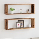 vidaXL Falpolcok polcokkal 2 pcs Öreg fa 80 x 15 x 26 cm Faanyag