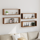 vidaXL Falpolcok polcokkal 4 pcs Öreg fa 80 x 15 x 26 cm Faanyag