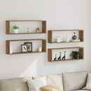 vidaXL Falpolcok polcokkal 4 pcs Művészi tölgy 80 x 15 x 26 cm Faanyag