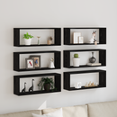 vidaXL Falpolcok polcokkal 6 pcs Fekete tölgy 60 x 15 x 23 cm Faanyag