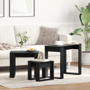 vidaXL Egymásba helyezhető asztalok 3 pcs Fekete tölgy Faanyag