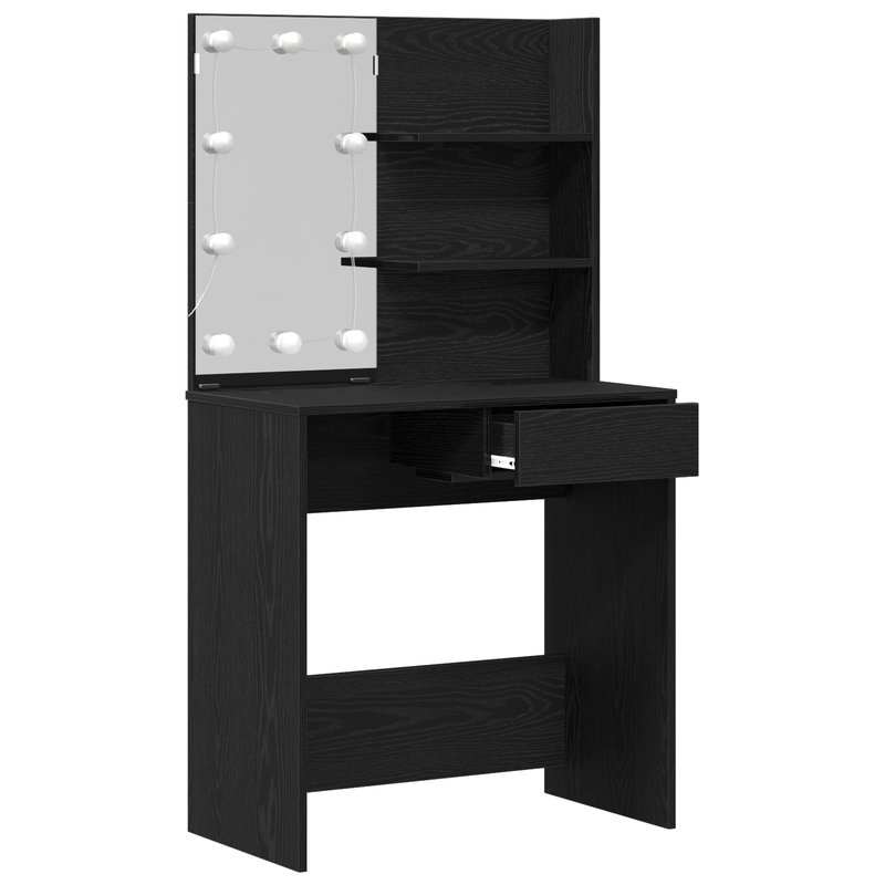 vidaXL Öltözködőasztal fiókkal Musta tammi 74.5 x 40 x 141 cm Faanyag