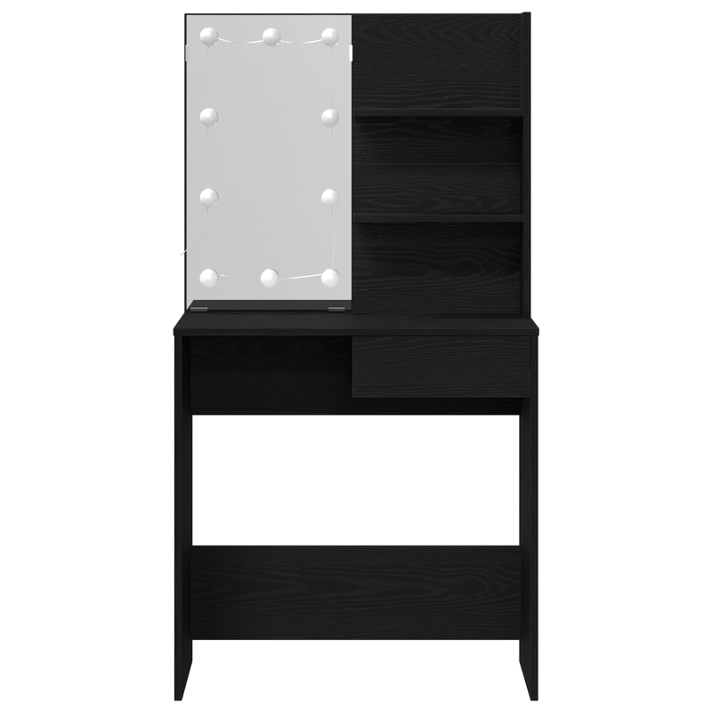 vidaXL Öltözködőasztal fiókkal Musta tammi 74.5 x 40 x 141 cm Faanyag