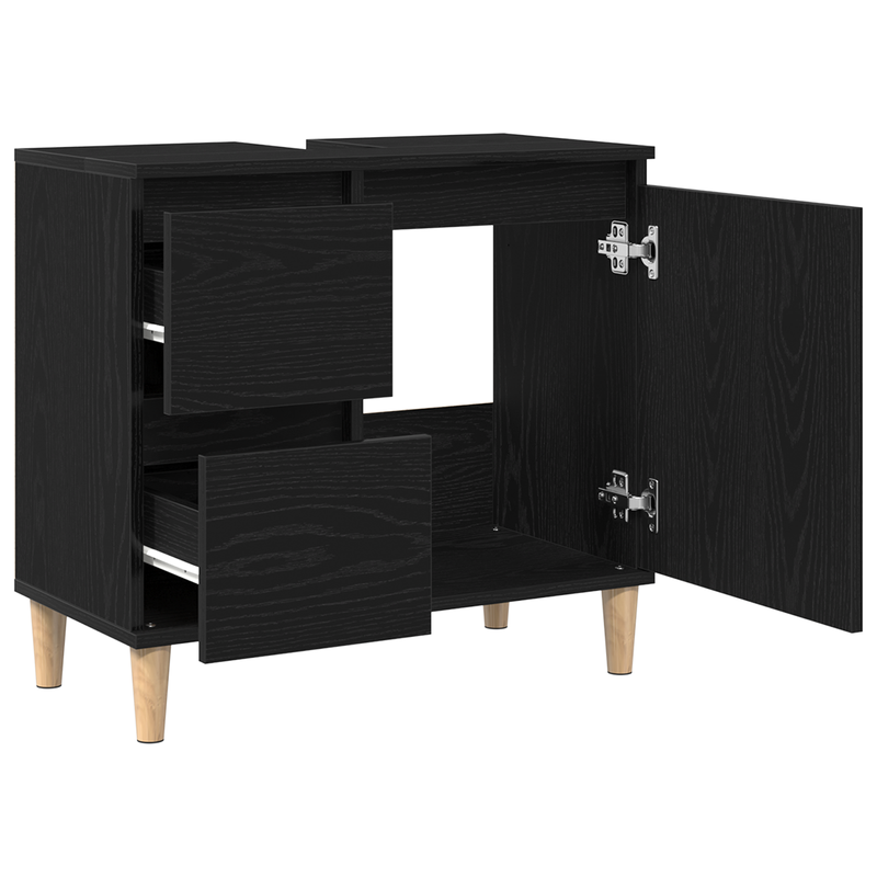 vidaXL Fürdőszoba Székény fiókkal Musta tammi 65 x 33 x 60 cm Faanyag