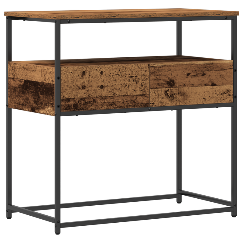 vidaXL Konzolasztal Öreg fa 75 x 40 x 75 cm Műgyantás fa és fém