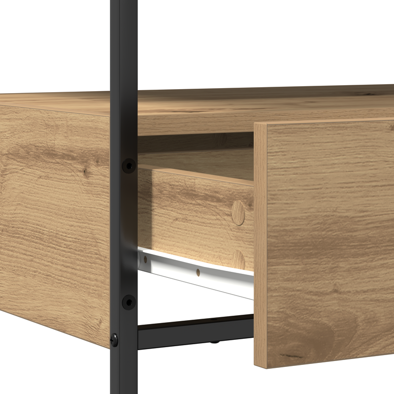 vidaXL Konzolasztal kézműves tölgy 75 x 40 x 75 cm Műgyantás fa és fém