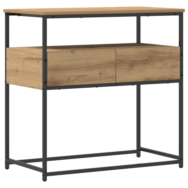 vidaXL Konzolasztal kézműves tölgy 75 x 40 x 75 cm Műgyantás fa és fém