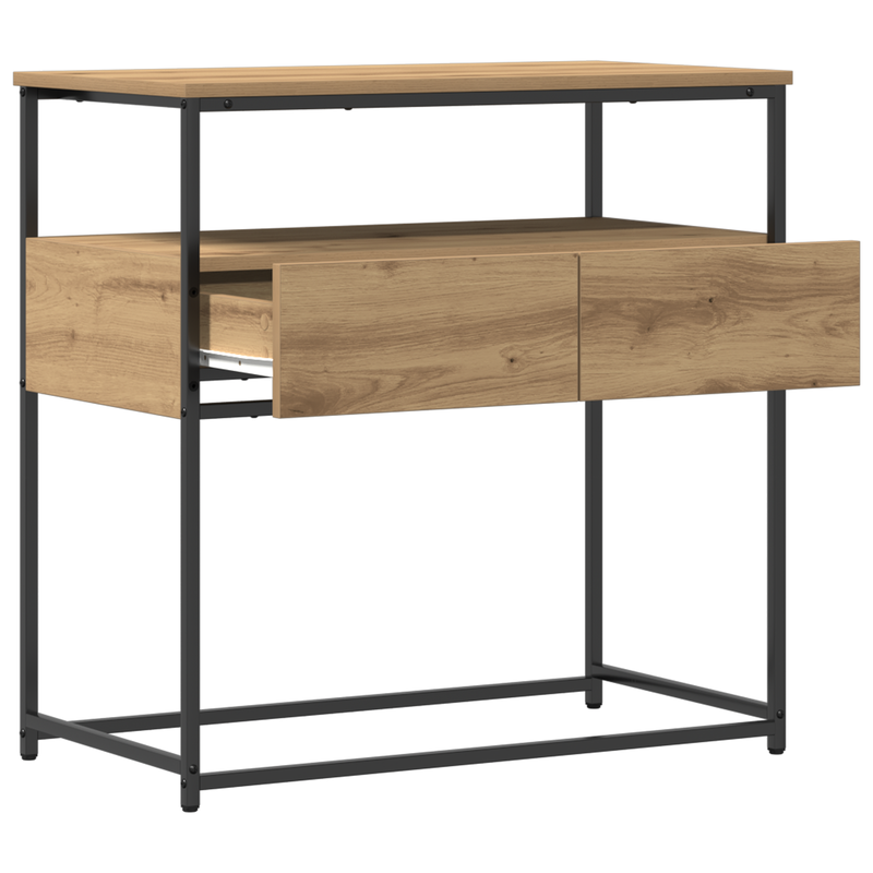 vidaXL Konzolasztal kézműves tölgy 75 x 40 x 75 cm Műgyantás fa és fém