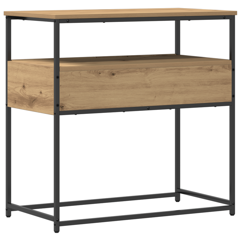 vidaXL Konzolasztal kézműves tölgy 75 x 40 x 75 cm Műgyantás fa és fém