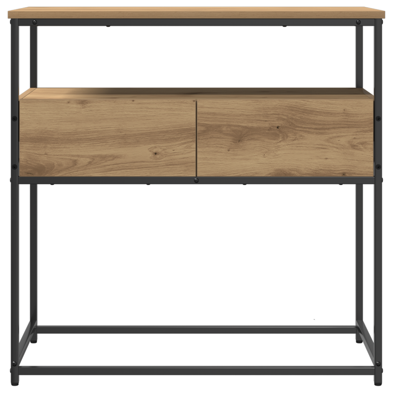 vidaXL Konzolasztal kézműves tölgy 75 x 40 x 75 cm Műgyantás fa és fém