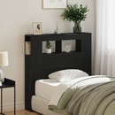 vidaXL LED ágytámla Fekete tölgy 100 x 18,5 x 103,5 cm Faanyag