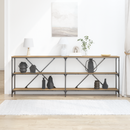 vidaXL Konzolasztal polcokkal Művészi tölgy 200 x 30 x 75 cm Faanyag