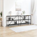 vidaXL Konzolasztal polcokkal Fekete tölgy 200 x 30 x 75 cm Faanyag