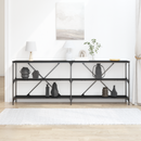 vidaXL Konzolasztal polcokkal Fekete tölgy 200 x 30 x 75 cm Faanyag