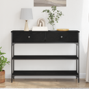 vidaXL Konzolasztal fiókkal Fekete tölgy 100 x 25 x 75 cm Faanyag