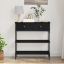 vidaXL Konzolasztal fiókkal Fekete tölgy 72.5 x 25 x 75 cm Faanyag