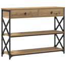 vidaXL Konzol Asztal fiókkal polcokkal kézműves tölgy 100 x 28 x 75 cm